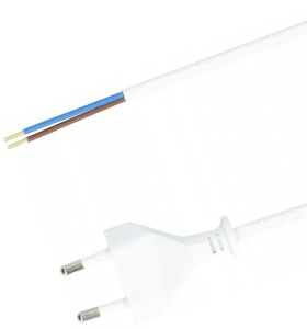 Przewód OMYp 2 x 0,75mm 3m z wtyczką prostą  BIAŁY